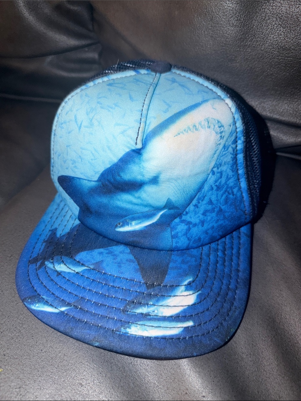 Blue Shark Graphic Trucker Hat Youth women’s great white old navy snap cap